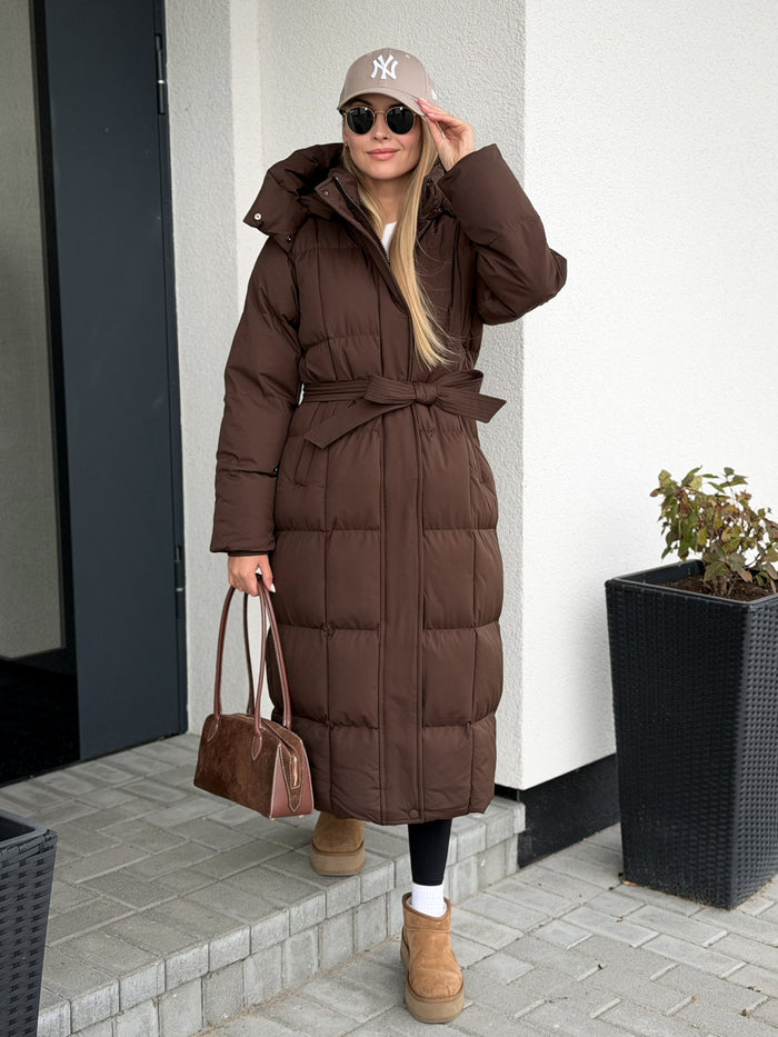 Moteriška ilga striukė su diržu MAYRA Ruda