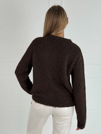 Moteriškas šiltas megztinis su vilna DAMON Tamsiai ruda
