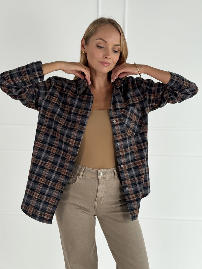 Moteriški medvilniniai marškiniai LUCILA Pilka