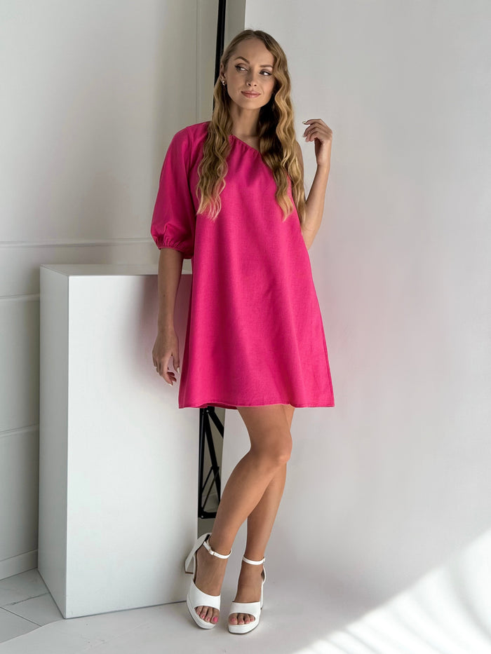 Moteriška lininė suknelė BONNIE Rožinė