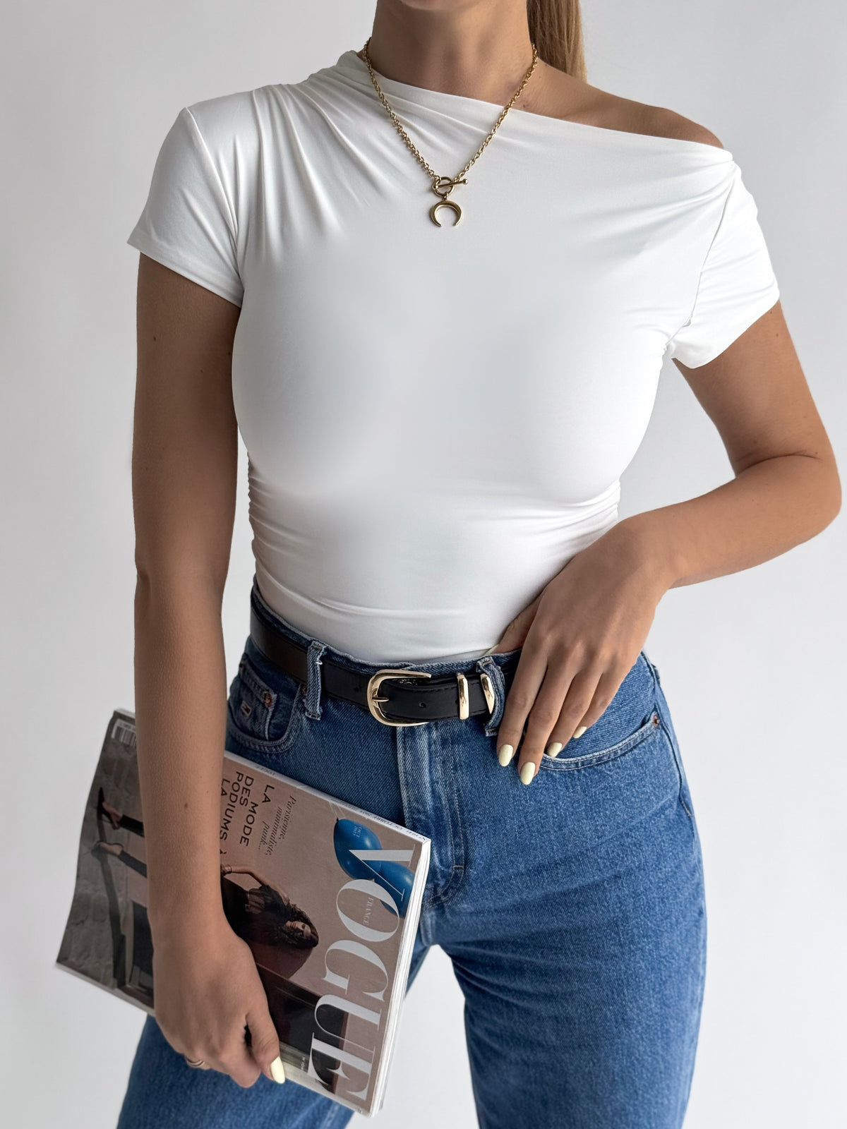 Moteriška palaidinė trumpomis rankovėmis TANNER Balta