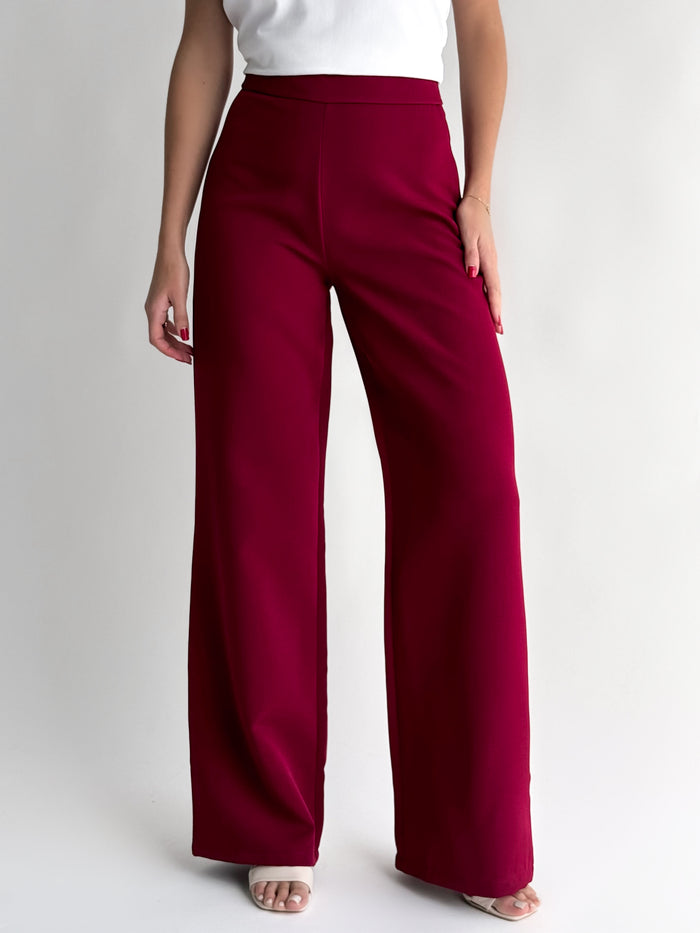 Moteriškos plačios itališkos kelnės OREN Bordo