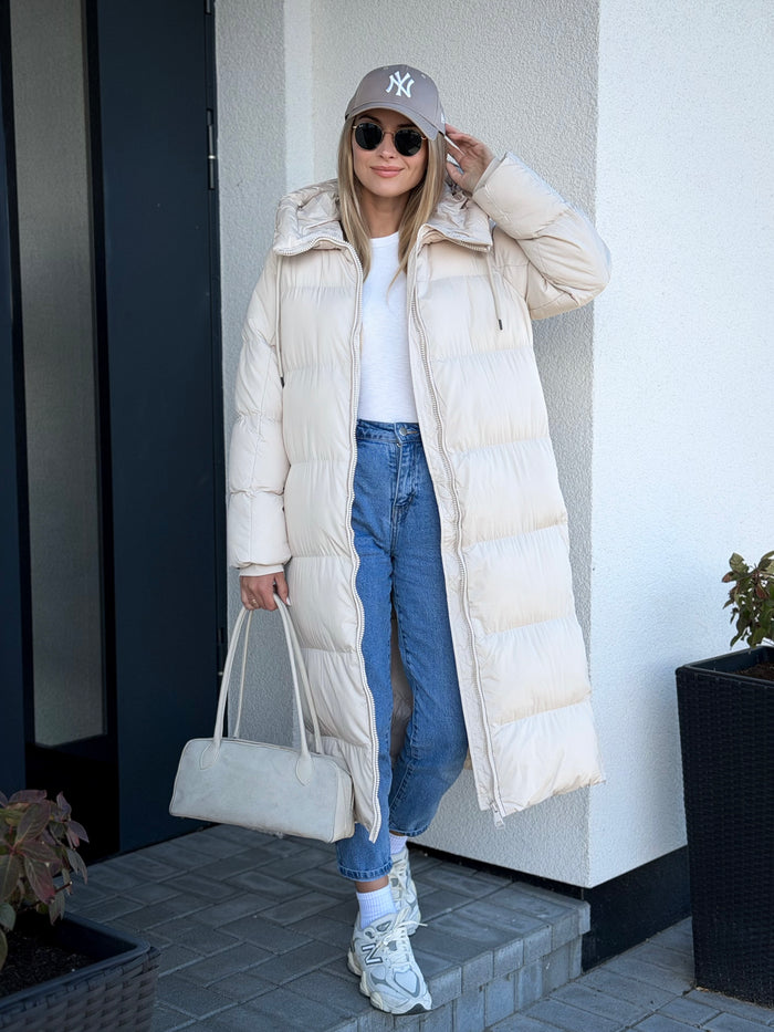 Moteriška ilga striukė su gobtuvu VASCO Kreminė