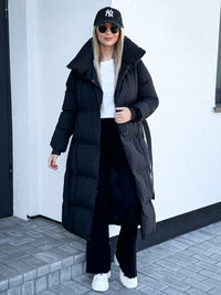 Moteriška ilga striukė su diržu BUNBURY Juoda