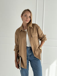 Moteriški zomšos imitacijos marškiniai ADELIA Ruda