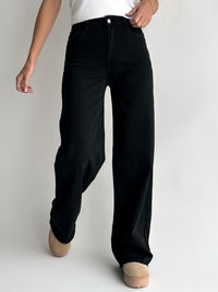 WIDE LEG modelio moteriški džinsai NANDO Juoda