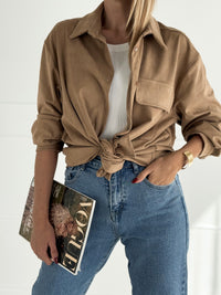 Moteriški zomšos imitacijos marškiniai ADELIA Ruda