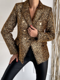 Moteriškas blizgus šventinis švarkas PESCARA Auksinė