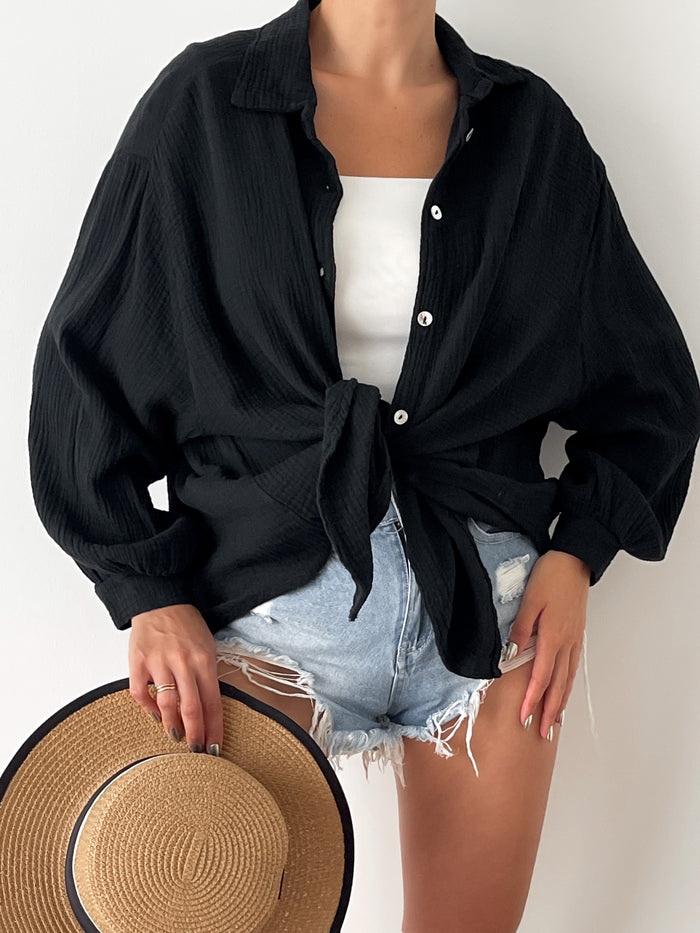 Muslino marškiniai LUNA Juoda