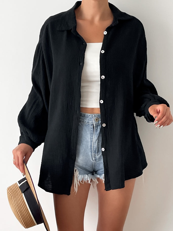 Muslino marškiniai LUNA Juoda