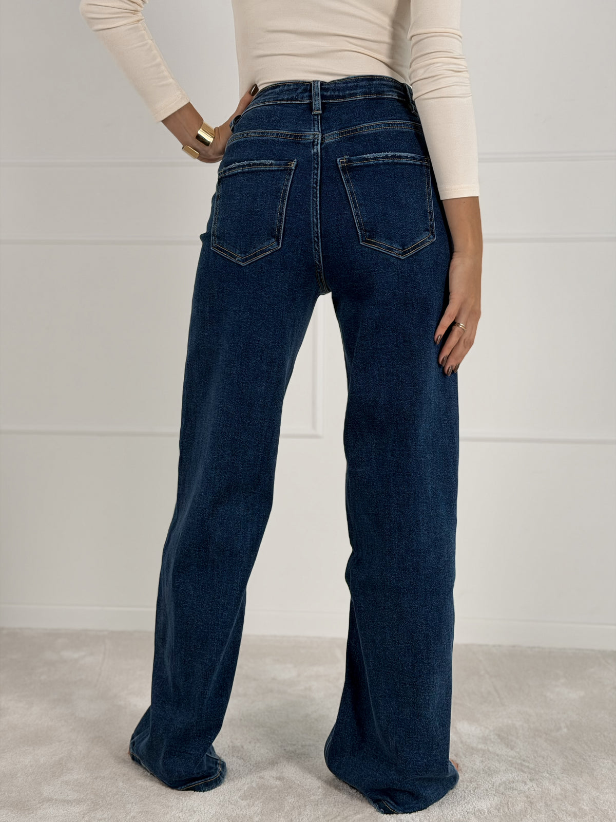 DAD FIT FULL LENGTH modelio moteriški džinsai DART Tamsiai mėlyna