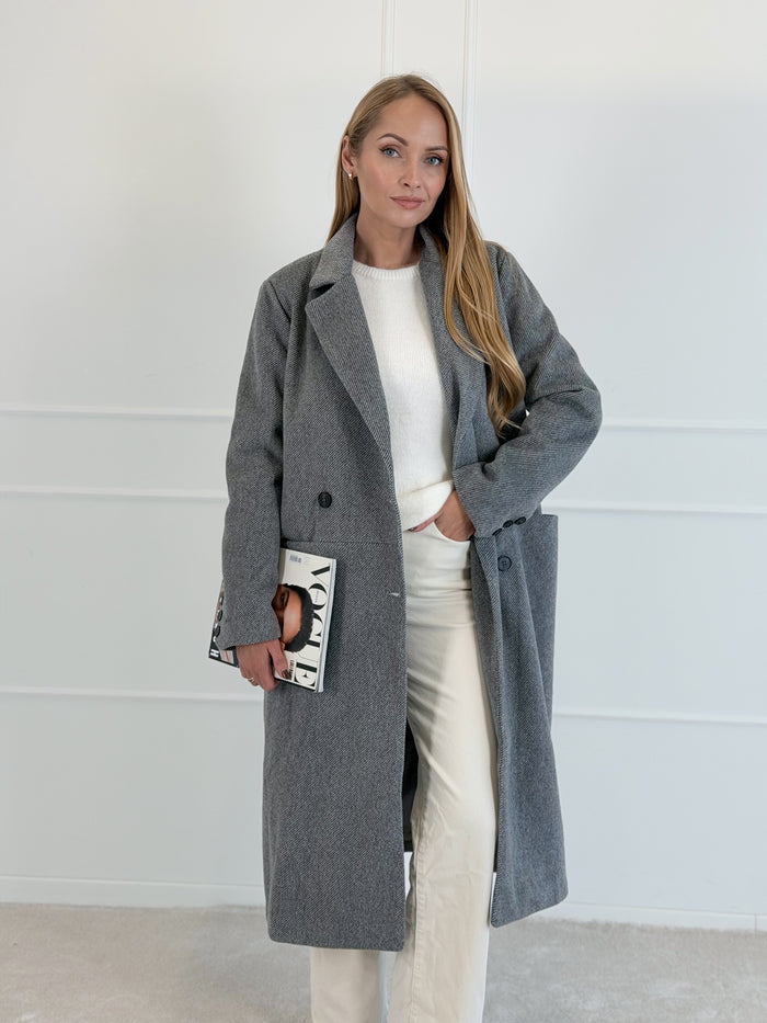 Moteriškas ilgas paltas MIGUEL Pilka