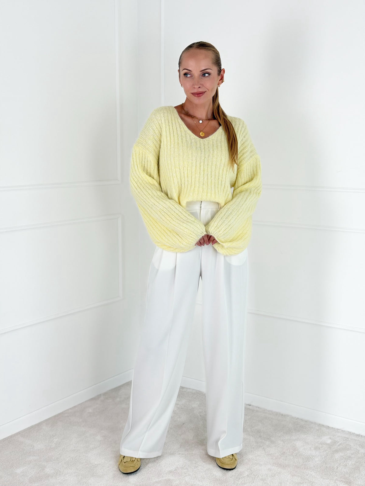 Moteriškas megztinis su vilna LUTHER Geltona