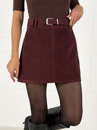 Moteriškas verstos eko odos sijonas su šortais PALMIRA Bordo