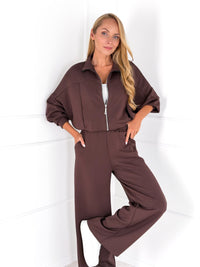 Moteriškas laisvalaikio kostiumėlis MARTHA Tamsiai ruda