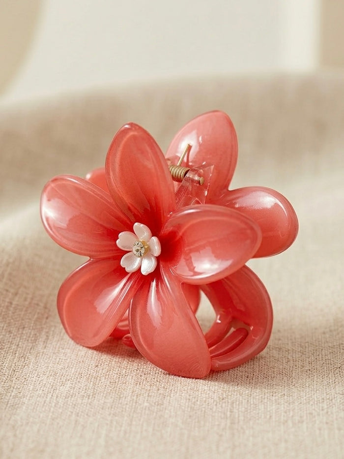 Gėlės formos plaukų segtukas CECILY Koralinė