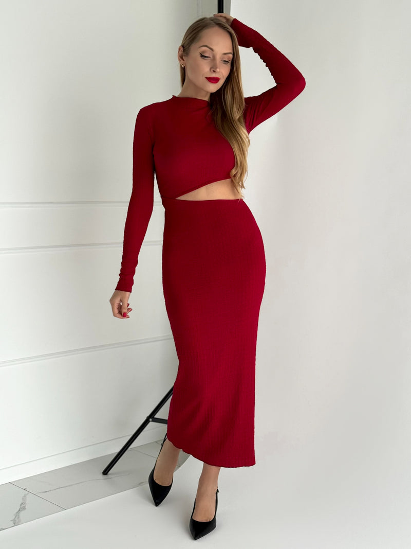 Moteriška proginė suknelė ESTELLA Bordo