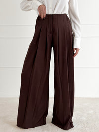 Moteriškos plačios klasikinės kelnės MADHU Ruda