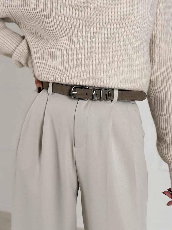 Natūralios odos moteriškas diržas VESPER Kreminė