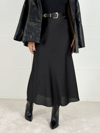 Moteriškas itališkas satino sijonas JENARO Juoda