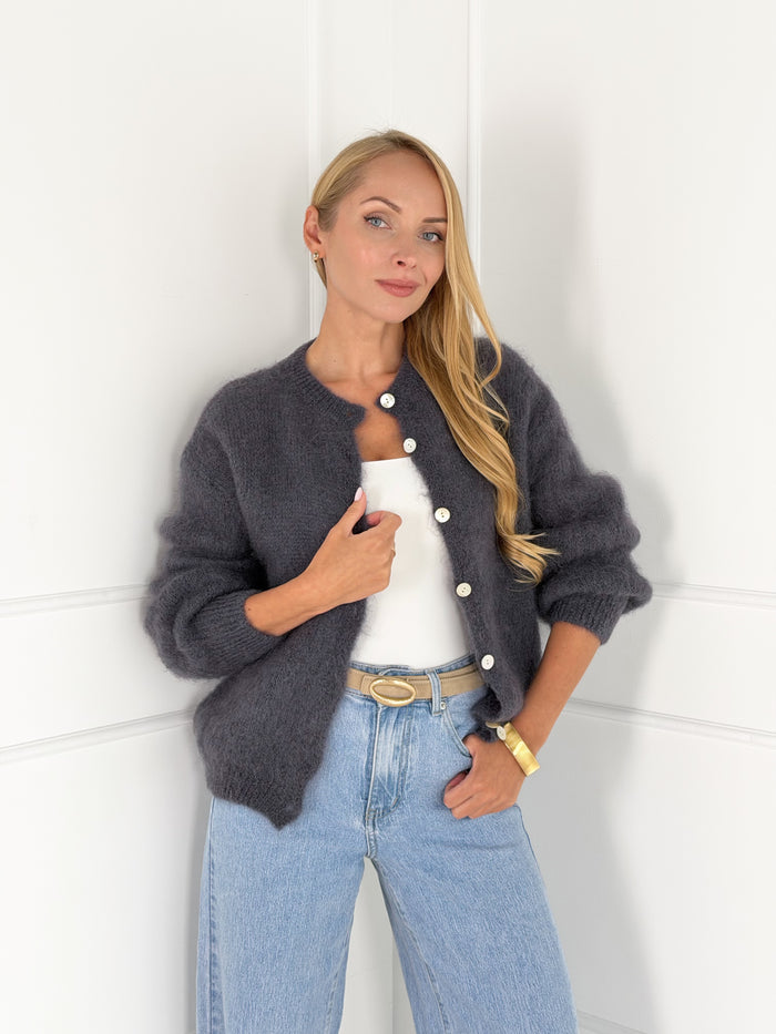 Moteriškas itališkas moheros vilnos megztinis EMELIN Tamsiai pilka