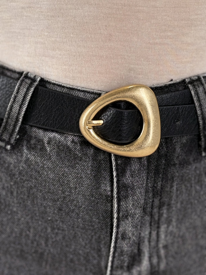 Moteriškas eko odos diržas ZAKO Juoda/Auksinė