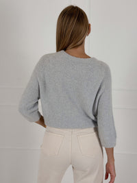 Moteriškas itališkas megztinis su baby alpakos vilna CARMINA Šviesiai pilka