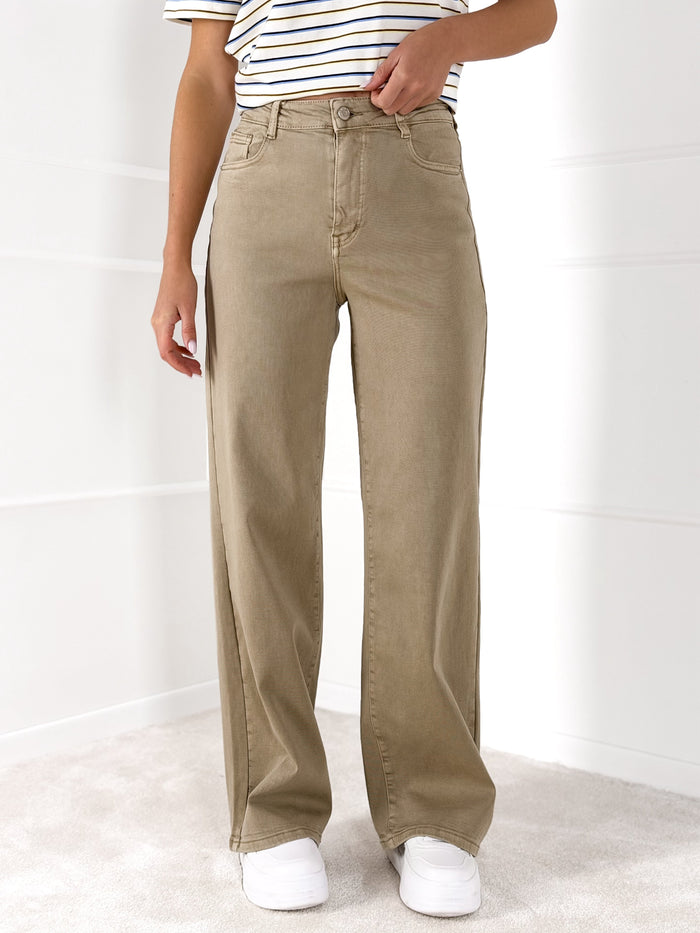 DAD FIT moteriški džinsai SEBASTIAN Kapučino