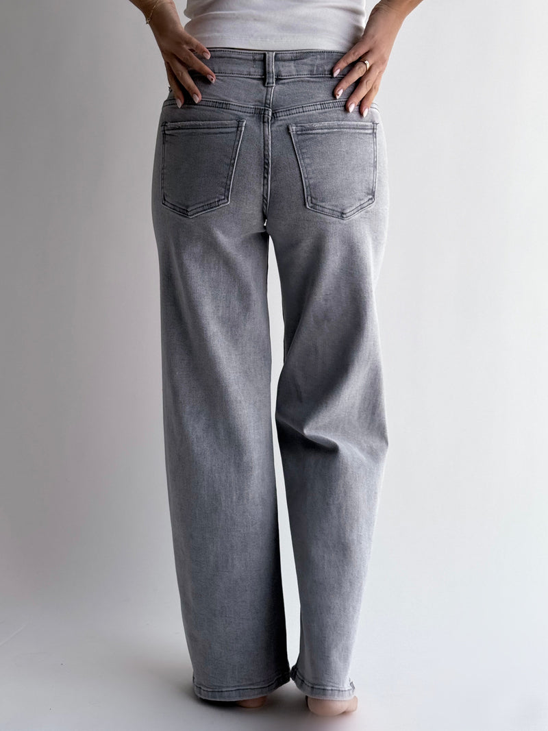 LOW WAIST DAD FIT moteriški džinsai TERRY Pilka
