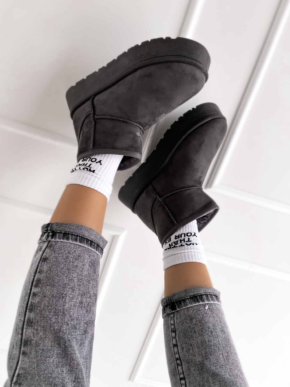 Moteriški UGG stiliaus aulinukai su platforma DYLAN Pilka