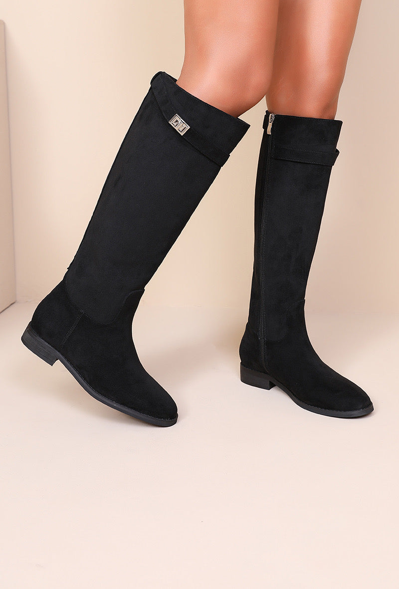 Moteriški dirbtinės odos ilgaauliai BANKS Juoda