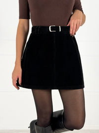 Moteriškas verstos eko odos sijonas su šortais PALMIRA Juoda