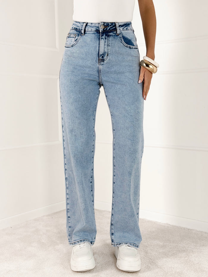 WIDE LEG modelio moteriški džinsai LIODA Mėlyna