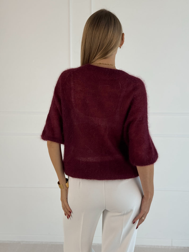 Moteriškas itališkas moheros vilnos megztinis DALILA Bordo