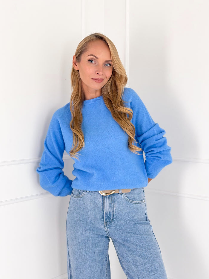 Moteriškas itališkas megztinis su baby alpakos vilna FILIPPA Mėlyna