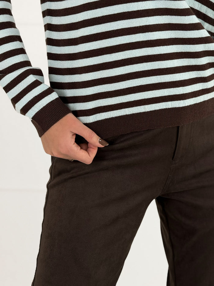 Moteriškas dryžuotas megztinis su vilna SIRIUS Žydra