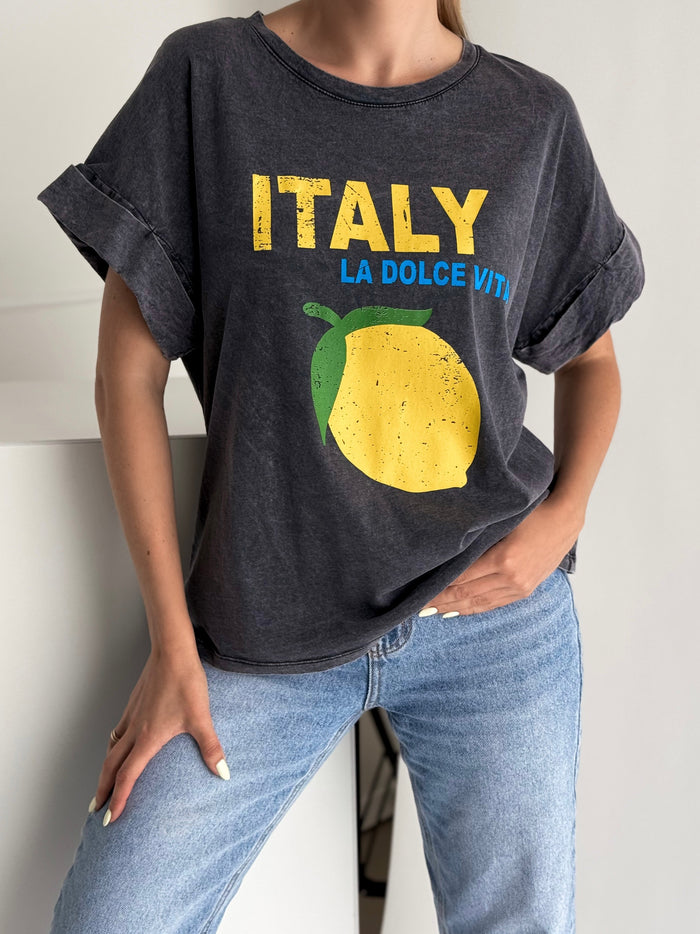 Moteriški medvilniniai marškinėliai ITALY Pilka