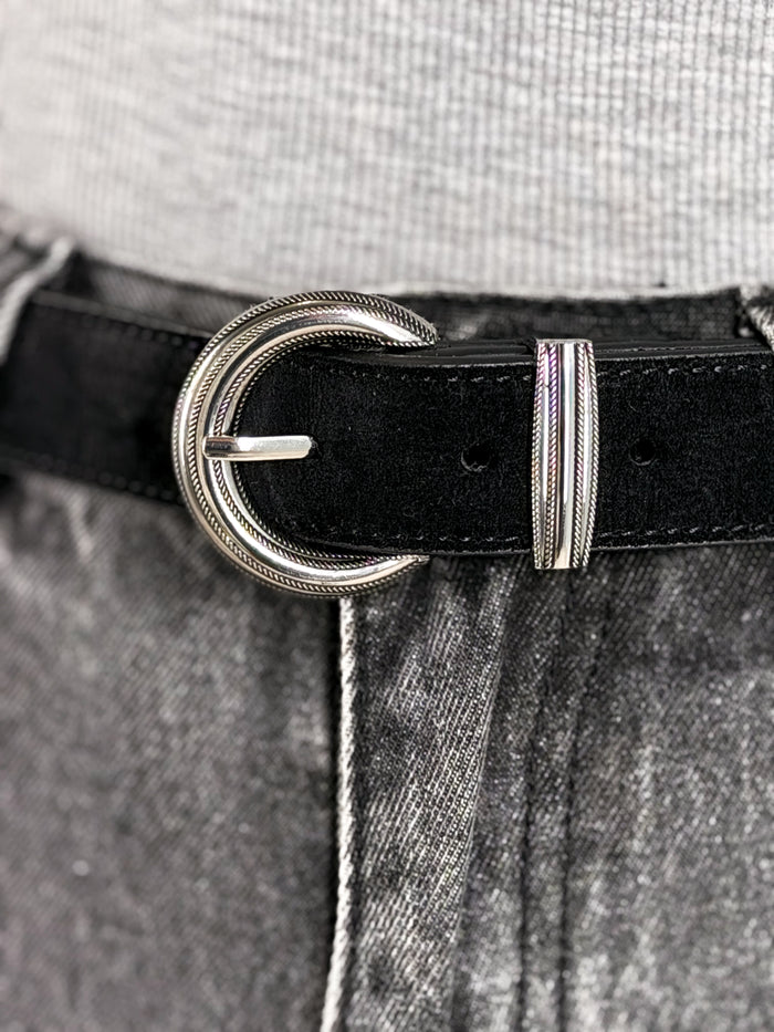 Natūralios odos moteriškas diržas SCOTTIE Juoda/Sidabrinė