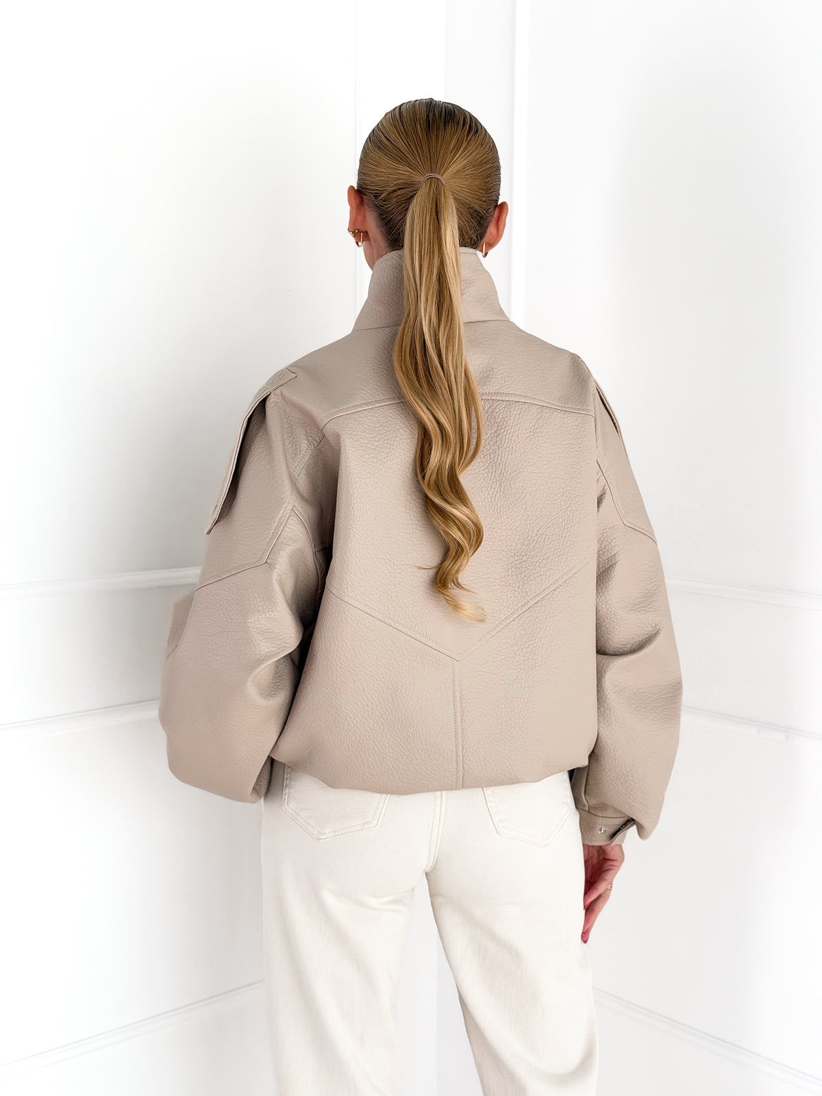 Moteriškas eko odos švarkas BAXLEY Kreminė