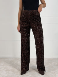 Moteriškos blizgios kelnės GLITTER Ruda