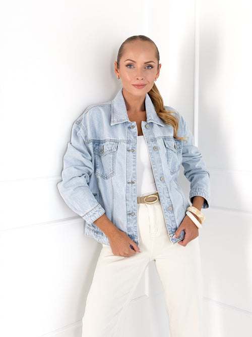 Moteriškas džinsinis švarkas BENTLY Šviesiai mėlyna