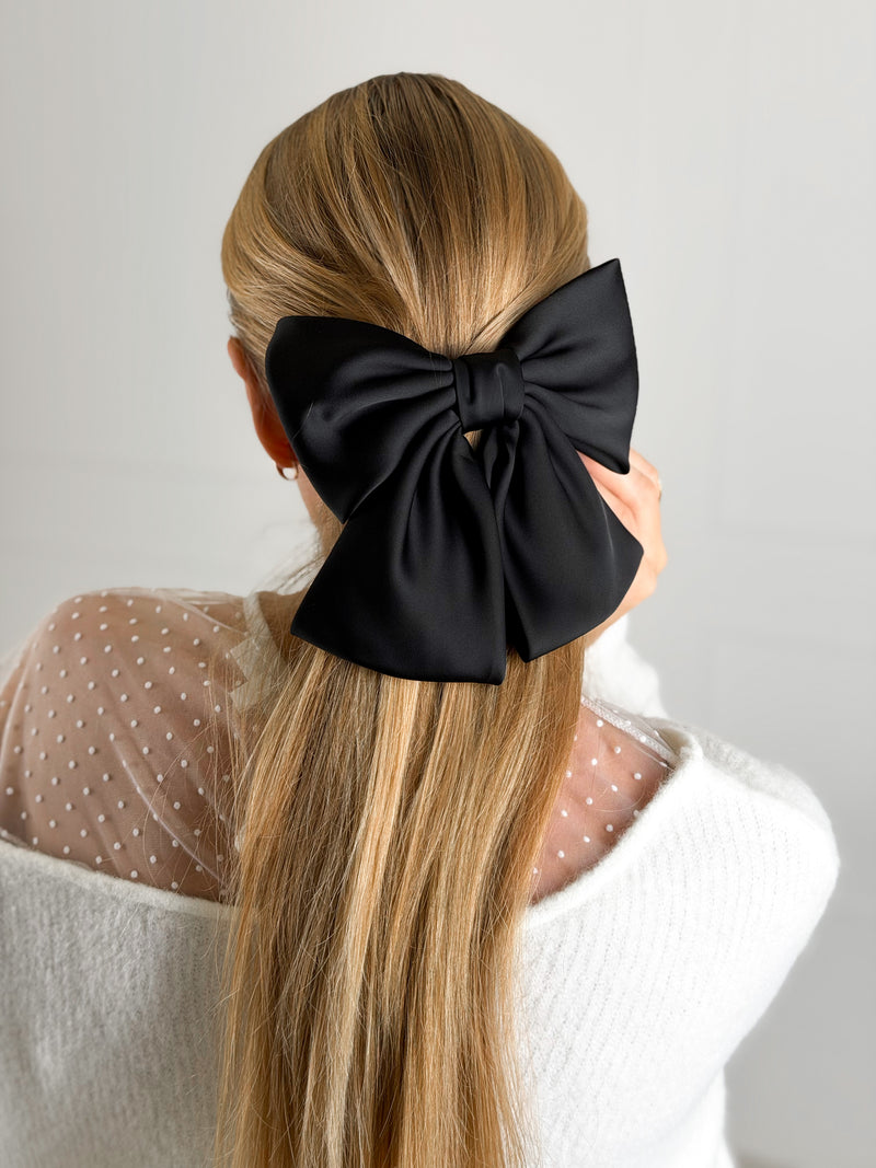 Plaukų segtukas kaspinas SATIN Juoda