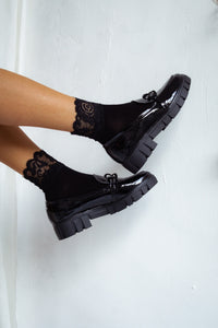 Moteriškos kojinės su nėriniais LACE Juoda
