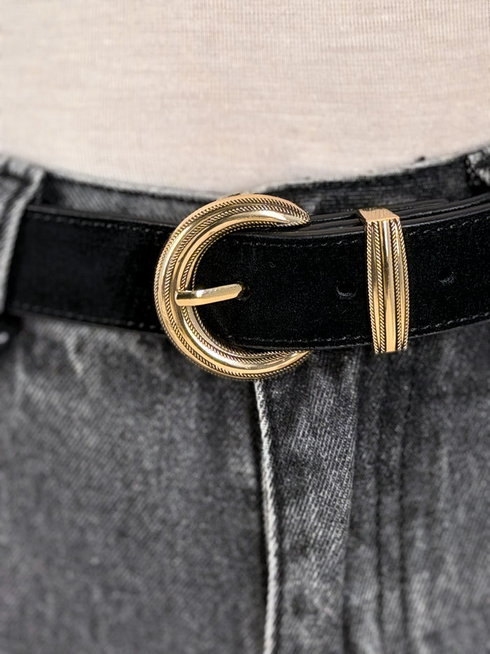 Natūralios odos moteriškas diržas SCOTTIE Juoda/Auksinė