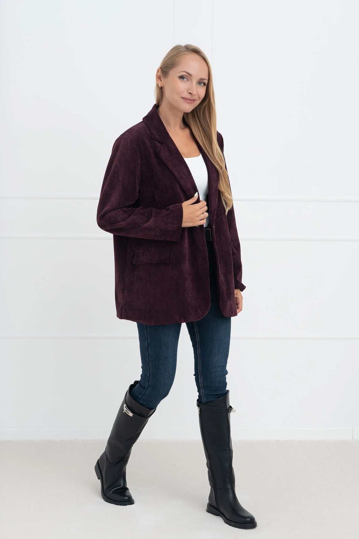 Moteriškas velvetinis švarkas ZIBBY Bordo