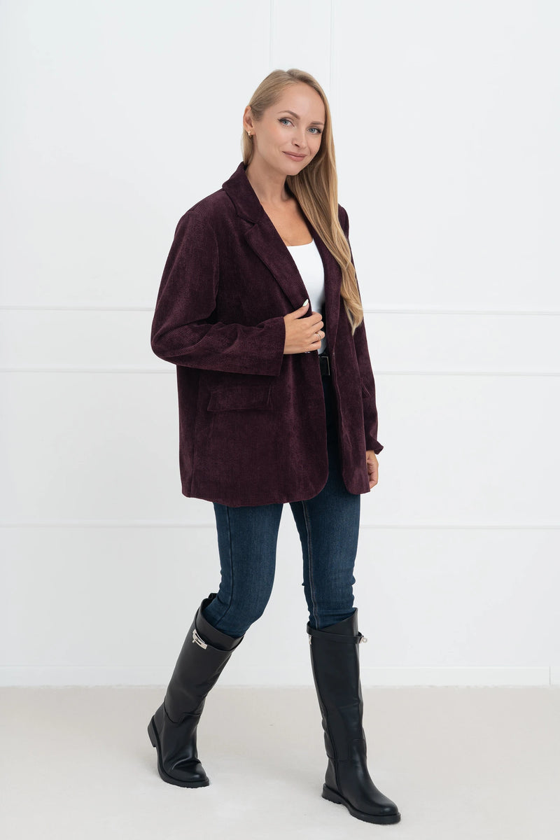 Moteriškas velvetinis švarkas ZIBBY Bordo
