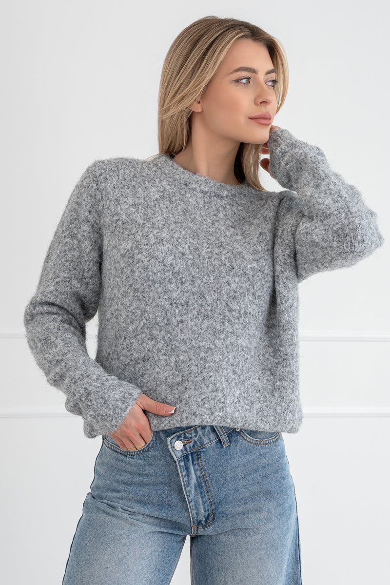 Moteriškas šiltas megztinis su vilna DAMON Šviesiai pilka