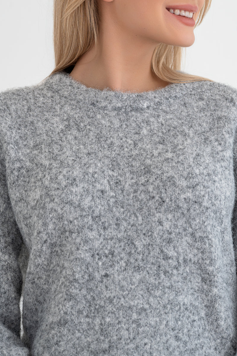 Moteriškas šiltas megztinis su vilna DAMON Šviesiai pilka