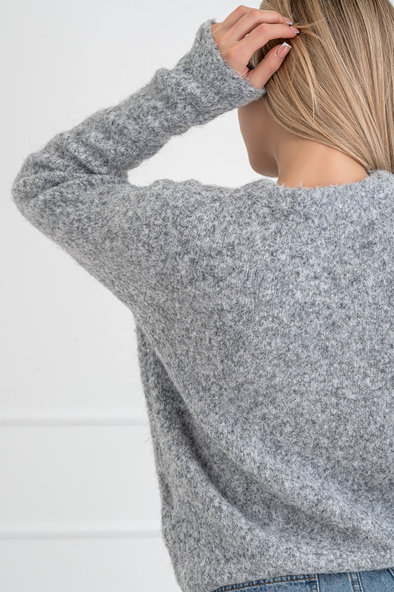 Moteriškas šiltas megztinis su vilna DAMON Šviesiai pilka