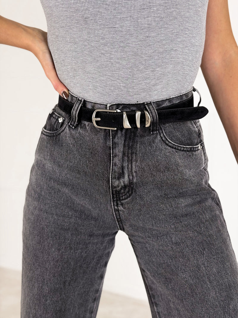 Natūralios odos moteriškas diržas VESPER Juoda